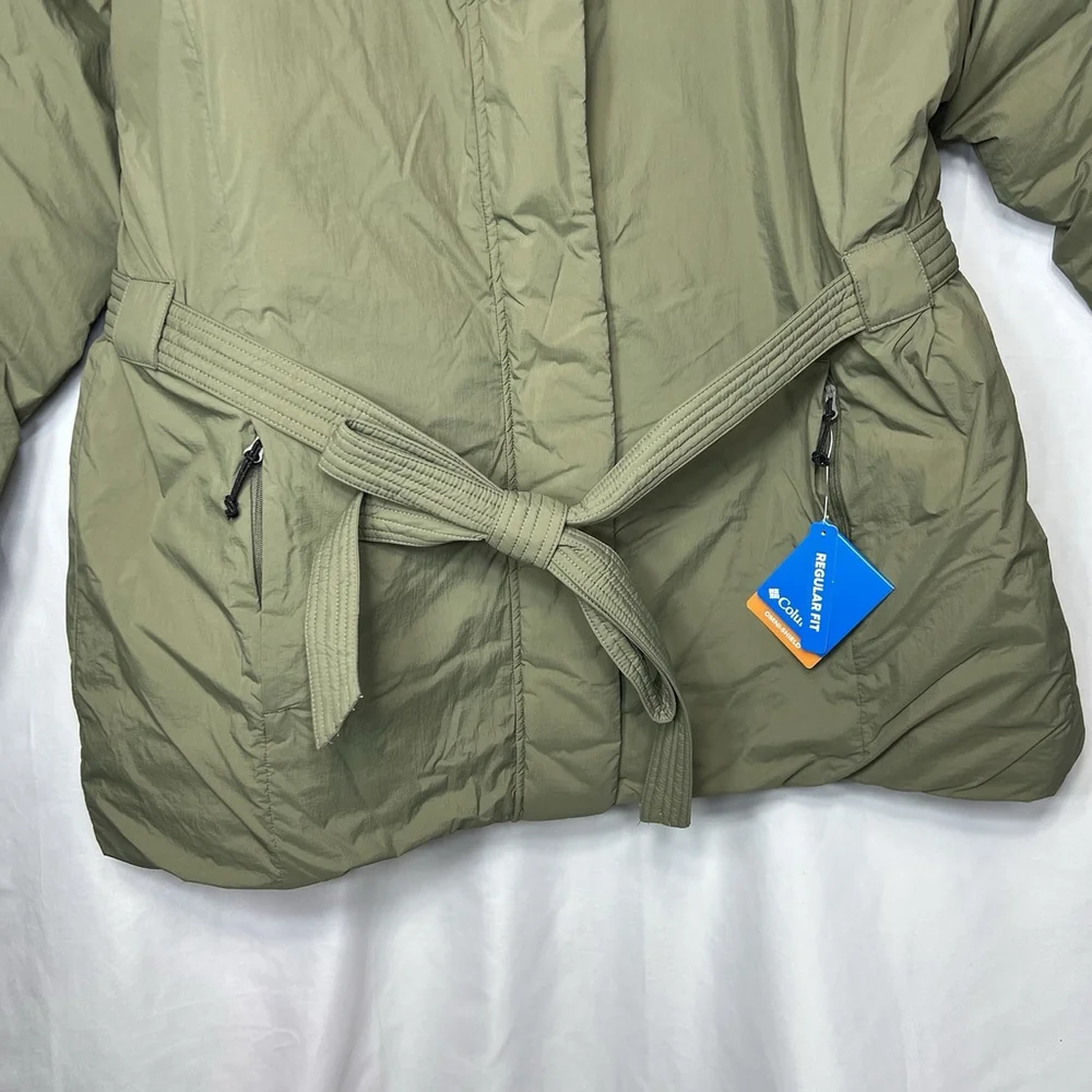 Columbia Women's Size 2X Ardenwood Novelty Down Parka Jacket Green Belt Winter - Picture 4 of 12